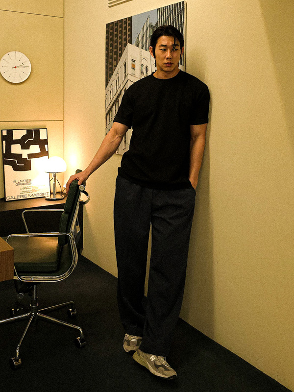 (L-5XL)<br>바톤 롤업반팔티 <BR><B><FONT COLOR="#ff4800">[Additional discount]</FONT></B><br><font color="#098a09"><B>Select length (Basic,Long+6cm)</B></font>