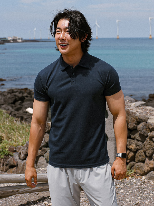 (M-5XL)<BR>안다토 short-sleeved collar T-shirt