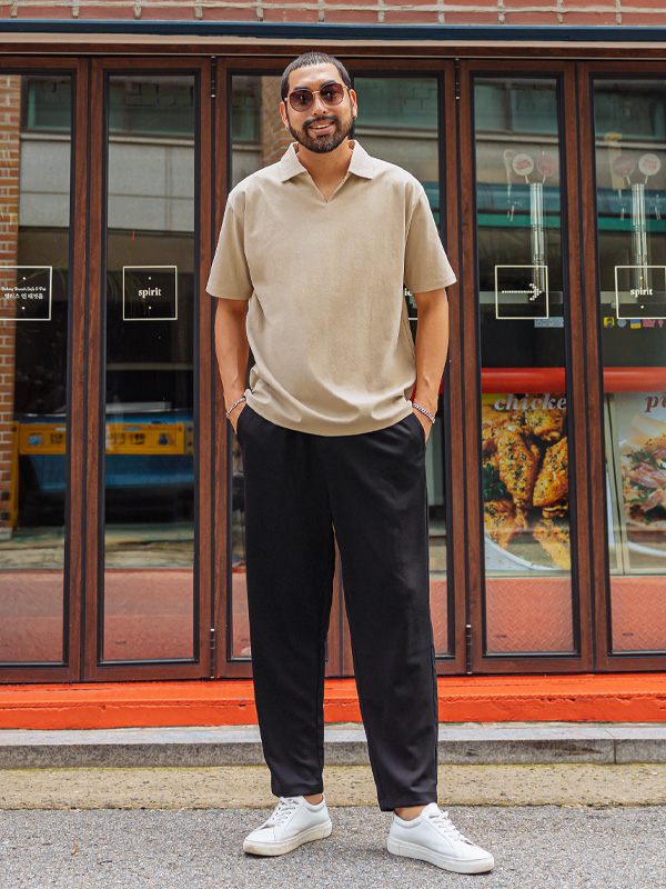 (L~5XL)<br>우아스코 Open Collar Short T shirts