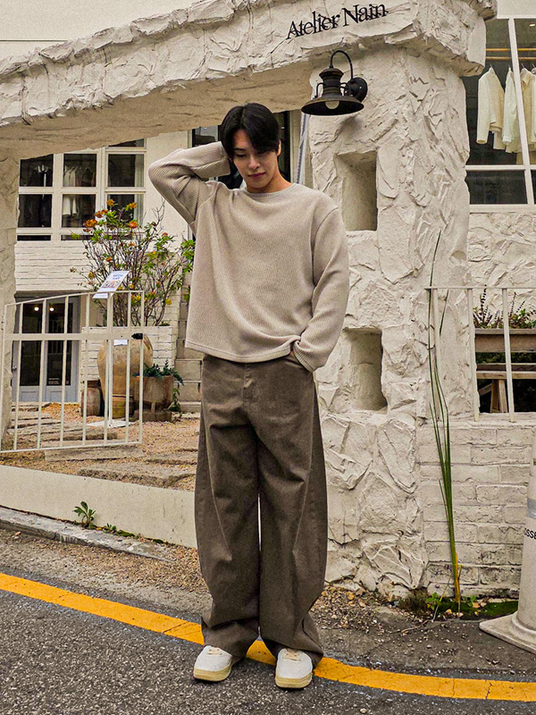 (L-5XL)<BR>카투마 ribbed long-sleeved t-shirt