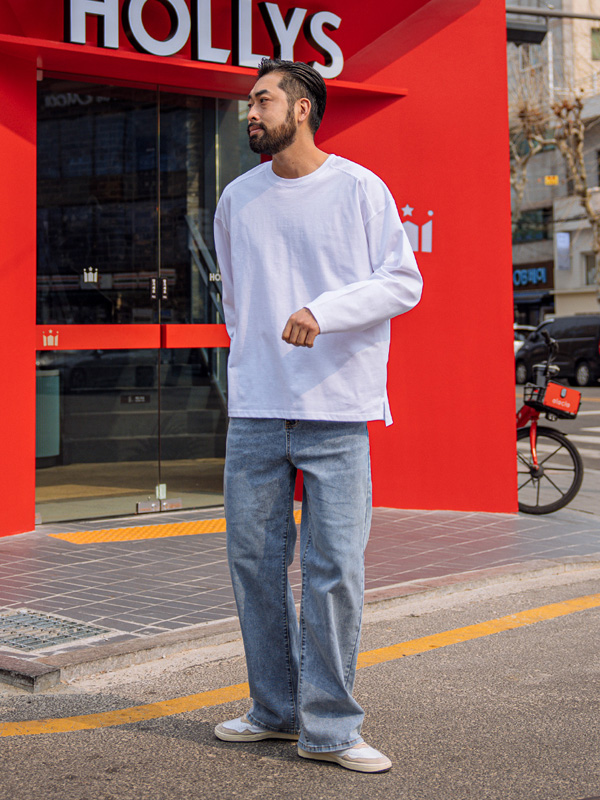 (L-5XL)<br>타기니 Primiam Cotton incised long-sleeve T-shirt