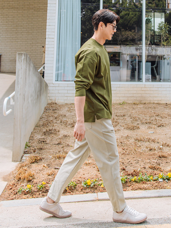 (L-5XL)<br>타기니 Primiam Cotton incised long-sleeve T-shirt