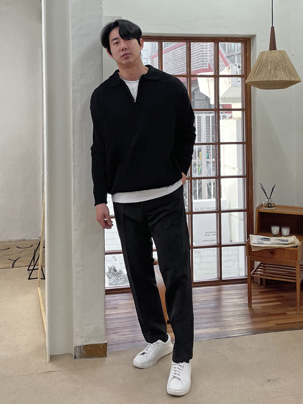 (XL-6XL)<br>이스턴 half zip-up 카라니트