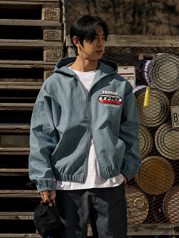 (XL-6XL)<BR>세츠린 Non-wash jeans 후드집업점퍼