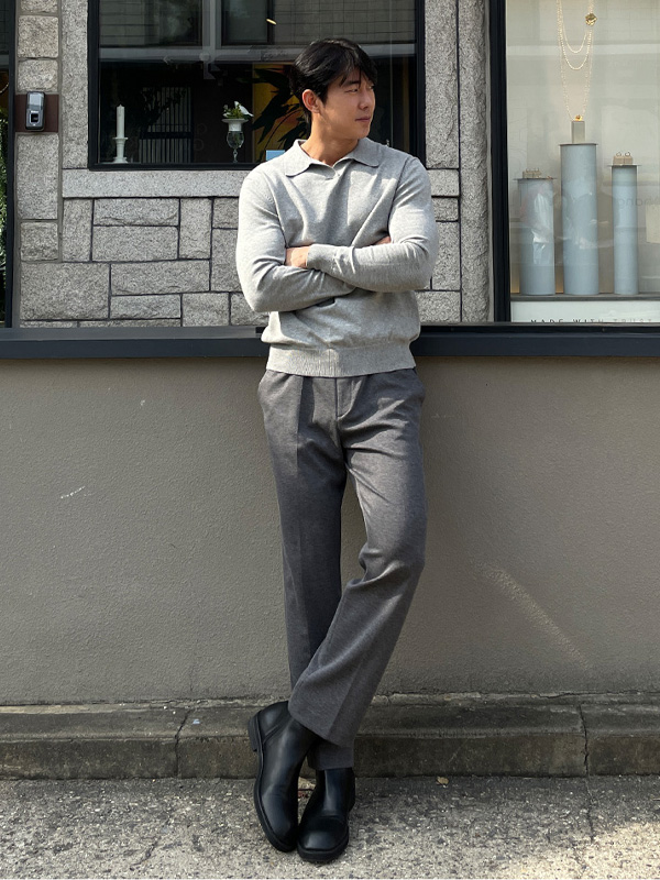 (L-5XL)<br>아드보나 Open Collar long-sleeved knitwear