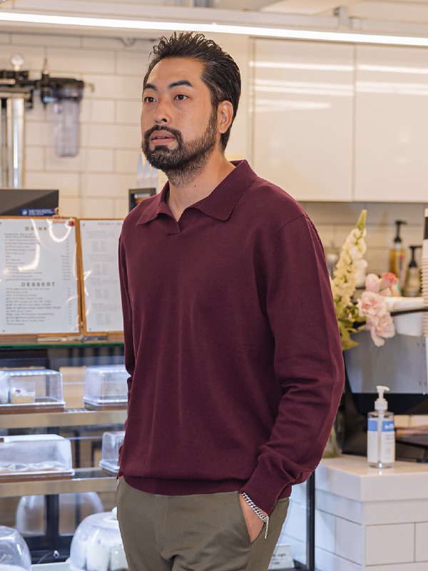 (L-5XL)<br>아드보나 Open Collar long-sleeved knitwear