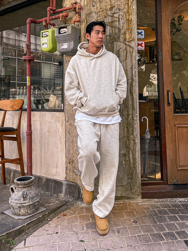 (XL-6XL)<BR>코르다치 a fleece hoodie+나칸도 Semi-wide fit Training 기모팬츠