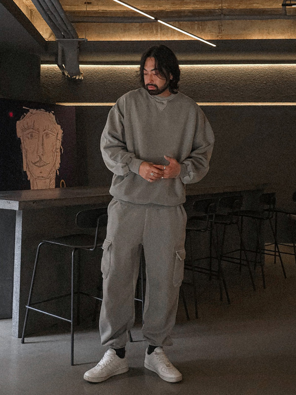 (XL-6XL)<BR>파프라스 pigment a napping sweatshirt+반크리 pigment Training 기모조거팬츠
