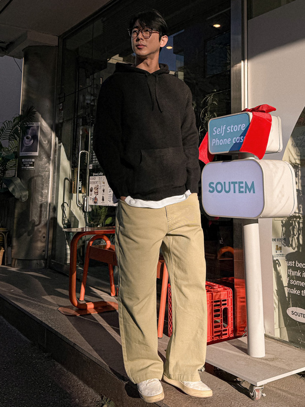 (L-4XL)<BR>홍키 Semi-wide fit  기모면밴딩팬츠