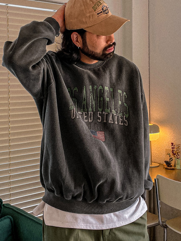 (XL-6XL)<BR>퀘이터 pigment man-to-man T