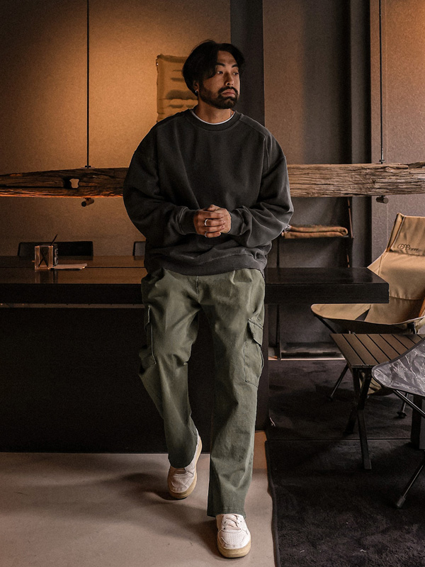 (X-6XL)<BR>버티크 pigment incisional sweatshirt T014