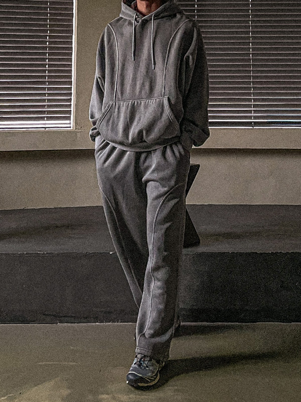 (XL-6XL)<BR>바이라오 pigment a fleece hoodie+바트모 Semi-wide fit pigment Training 기모팬츠