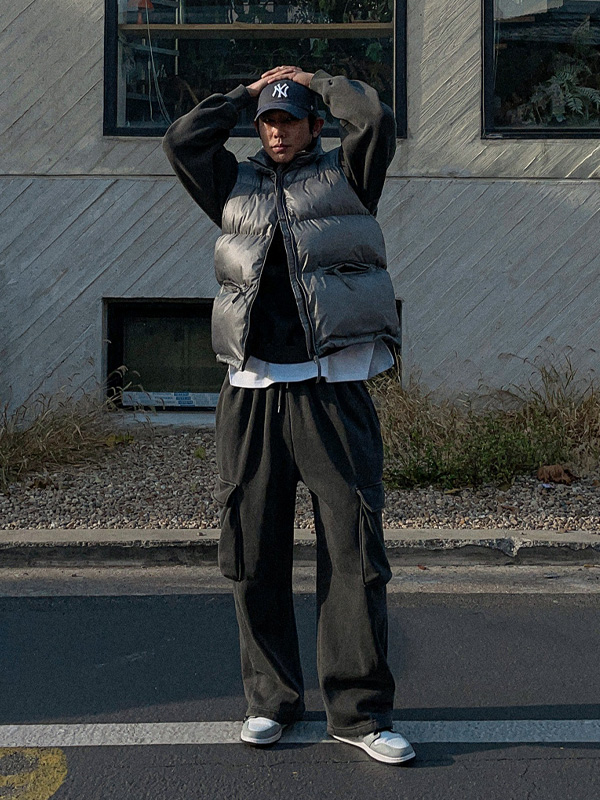 (XL-6XL)<BR>트랑콘 Semi-wide fit pigment cargo-banding 기모팬츠