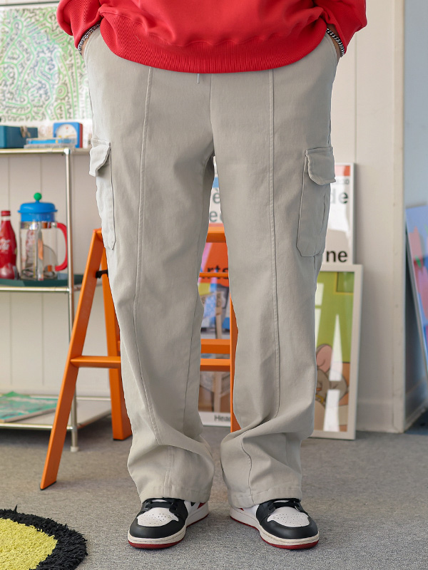 (L-4XL)<BR>라오인 Semi-wide fit 카고기모팬츠