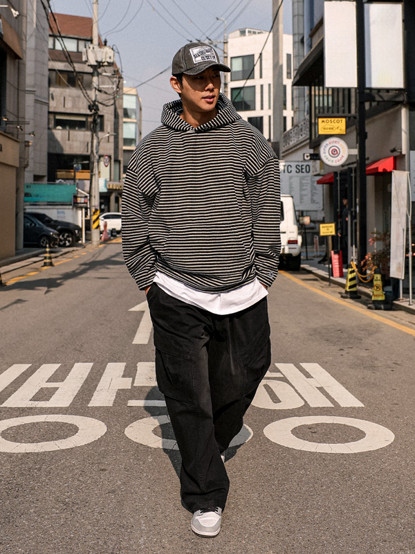 (XL-6XL)<br>루비크 Semi-wide fit 사선카고 banding pants 8255