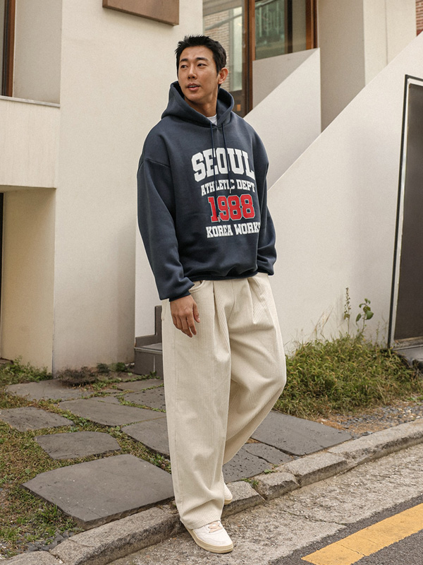 슬린파 Semi-wide fit 골덴밴딩팬츠