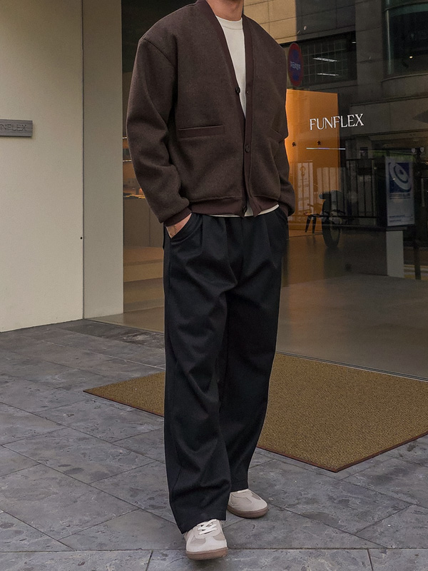 (M-4XL)<br>우다이드 Semi-wide fit 기모밴딩슬랙스