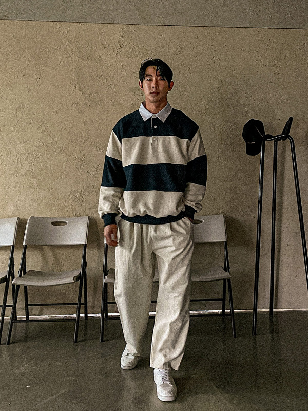 (L-3XL)<BR>쿠라냐 stripe 기모카라티