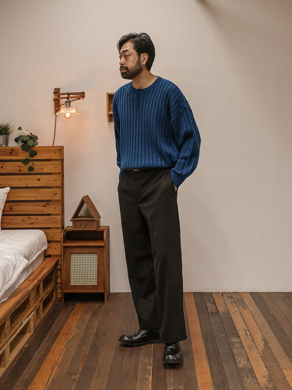 안코나 Henley neck ribbed knitwear