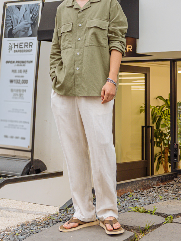 (M-5XL)<BR>루카니아 Wide banding pants 127<br><font color="#098a09"><B>Select length (Basic,Long+10cm)</B></font>