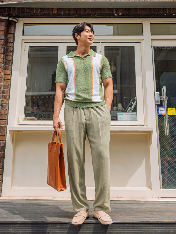 (M-5XL)<BR>루카니아 Wide banding pants 127<br><font color="#098a09"><B>Select length (Basic,Long+10cm)</B></font>