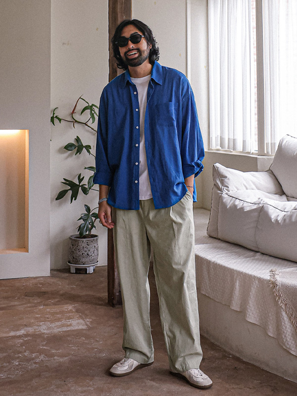 (L-4XL)<br>로즈호 Semi-wide fit Linen banding pants <br><font color="#098a09"><B>Select length (Basic,Long+8cm)</B></font>
