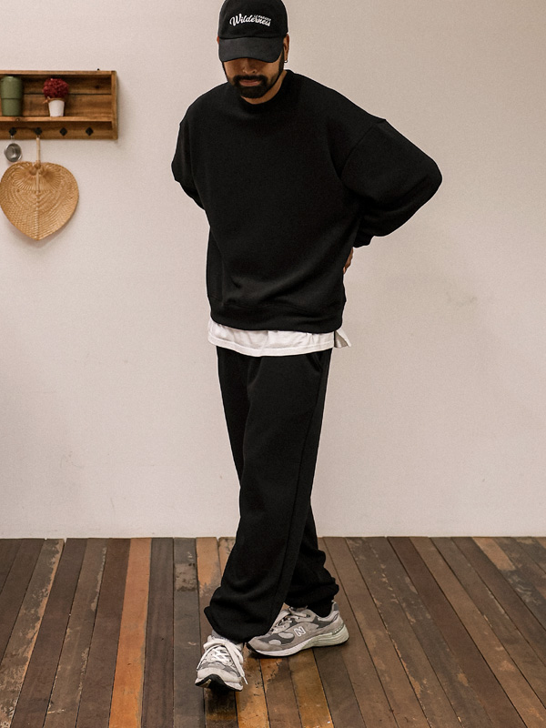 (M-6XL)<br>매티아스 융기모 man-to-man T SET005-T+글래스너 융기모 조거 banding pants SET005-P