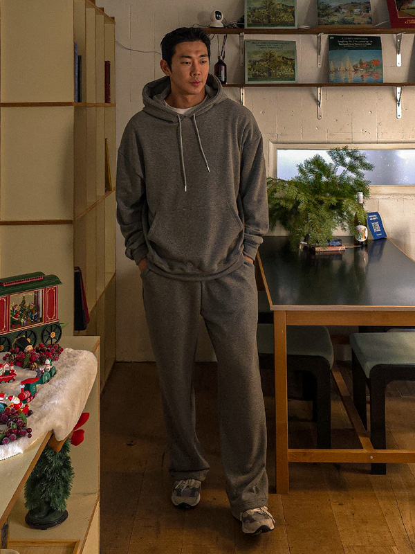 (M-6XL)<br>스캣맨 융기모 Hoodie SET004-T+디어홈 융기모 wide fit banding pants SET004-P