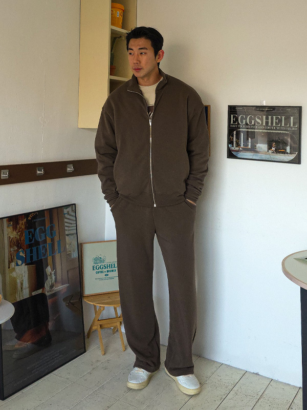 (M-6XL)<br>에드가 융기모 China Collar Zip-Up SET006-T+파웰 융기모 standard fit banding pants SET006-P