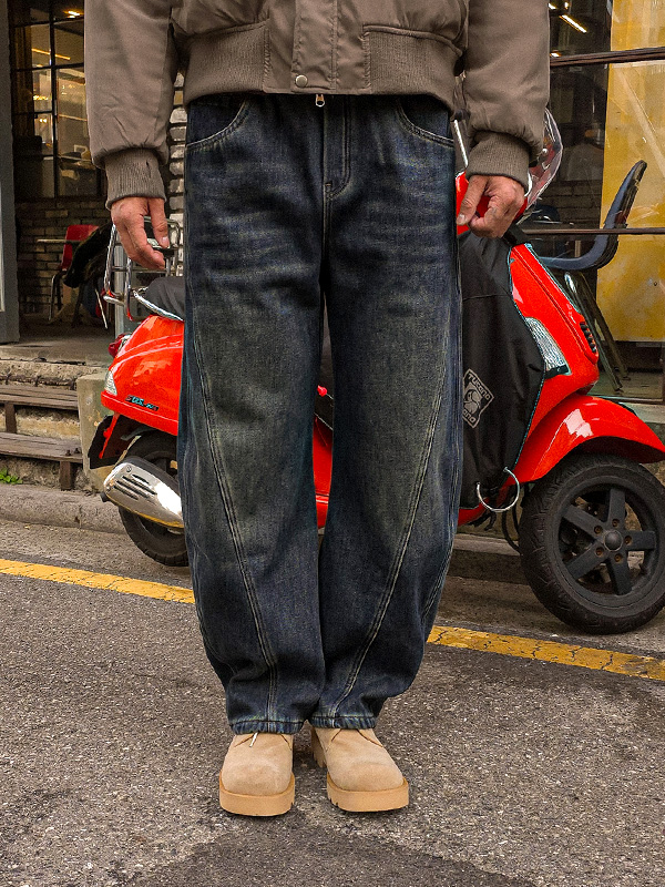 (L-6XL)<BR>딴티 Semi-wide fit 기모데님밴딩팬츠