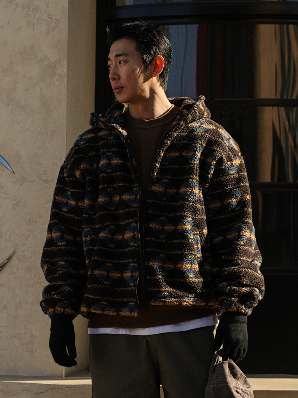 트라초 양털후드집업