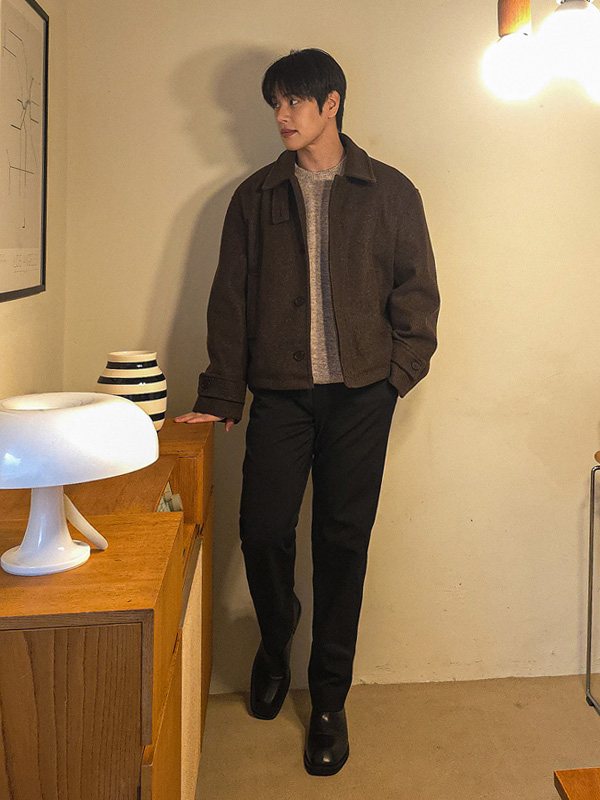 (XL-6XL)<BR>카슈인 Wool 숏하프코트