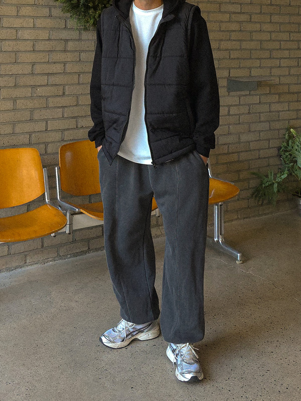 (M-5XL)<br>아레코 pigment 밴딩조거 기모팬츠