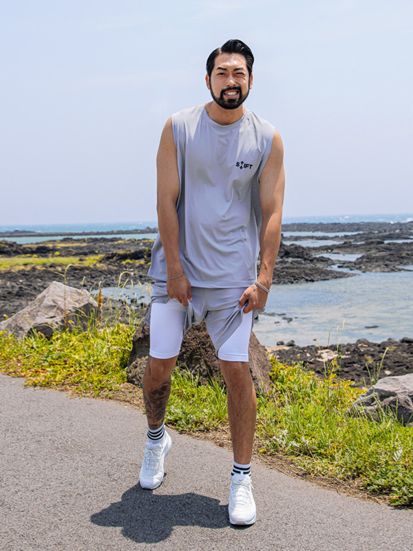 (M-6XL)<BR>크크에 Training set(Sleeveless shirts/Short T shirts+Shorts)<br><font color=