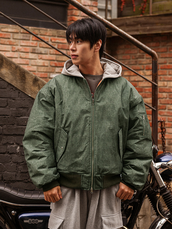 (XL-6XL)<BR>루트비노 후드항공점퍼 MA-1