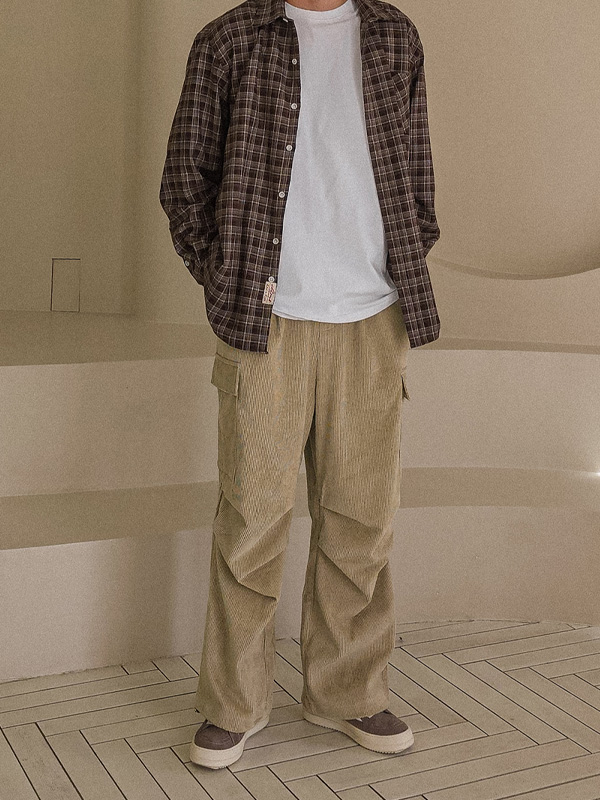 (XL-6XL)<BR>바트린다 Semi-wide fit 골덴카고밴딩팬츠