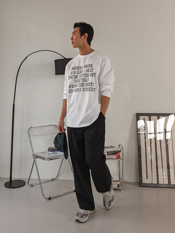 (XL-5XL)<BR>파울라스 레터링 a long-sleeved t-shirt