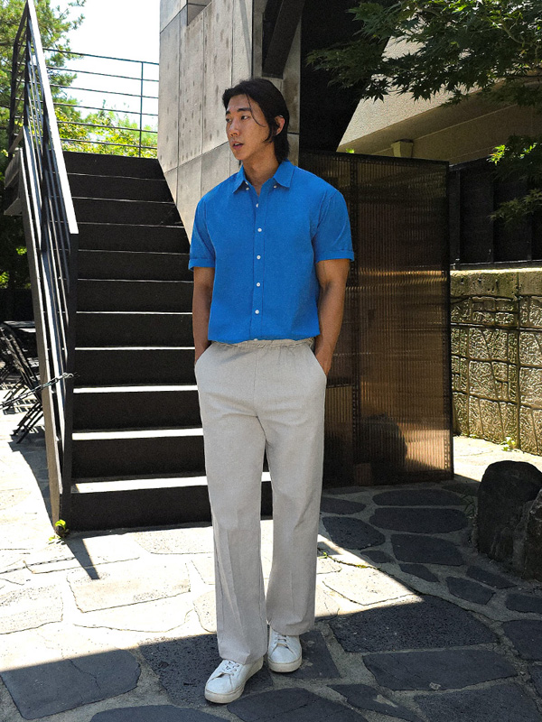 (L-4XL)<br>크리차우 short-sleeved shirt