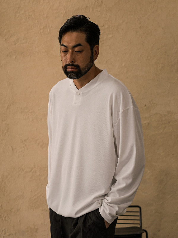 (L-6XL)<br>다트머스 넣은척 Henley neck 밴딩긴팔티 T045
