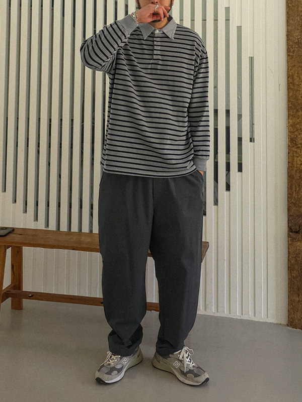 (L-4XL)<br>트할스 Semi-wide fit banding pants 677