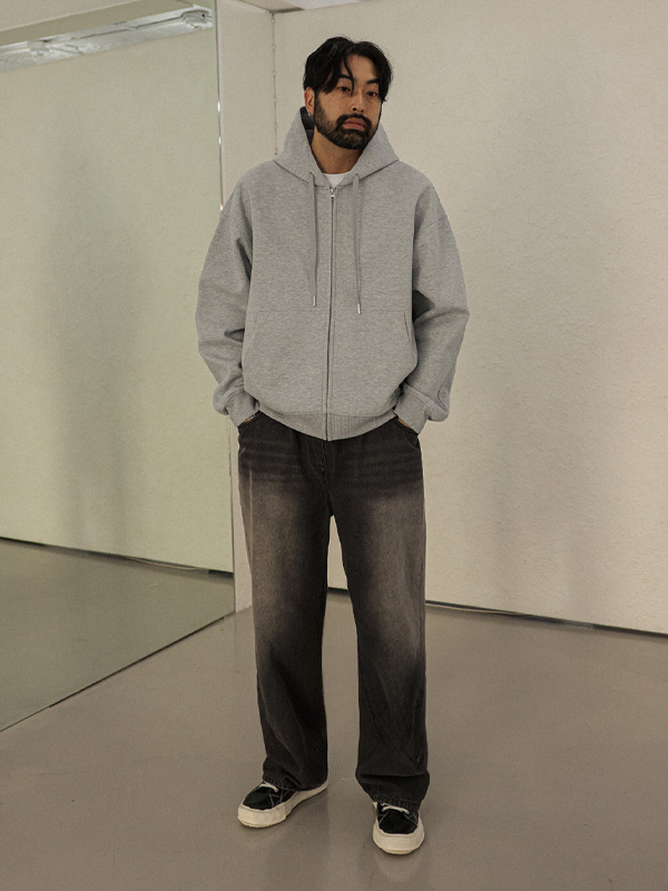 (M-4XL)<br>던바드 Semi-wide fit denim banding pants H5000