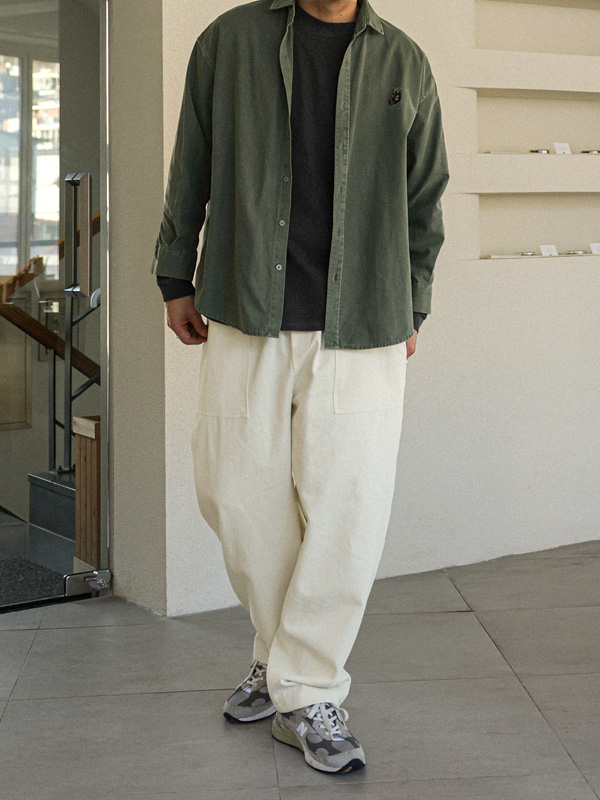 (L-7XL)<br>호멜 Semi-wide fit 트윌 puttig banding pants P014
