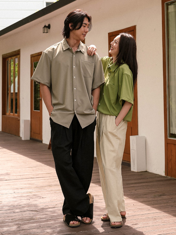 (M-4XL)<br>파슈카니 Semi-wide fit linen banding pants