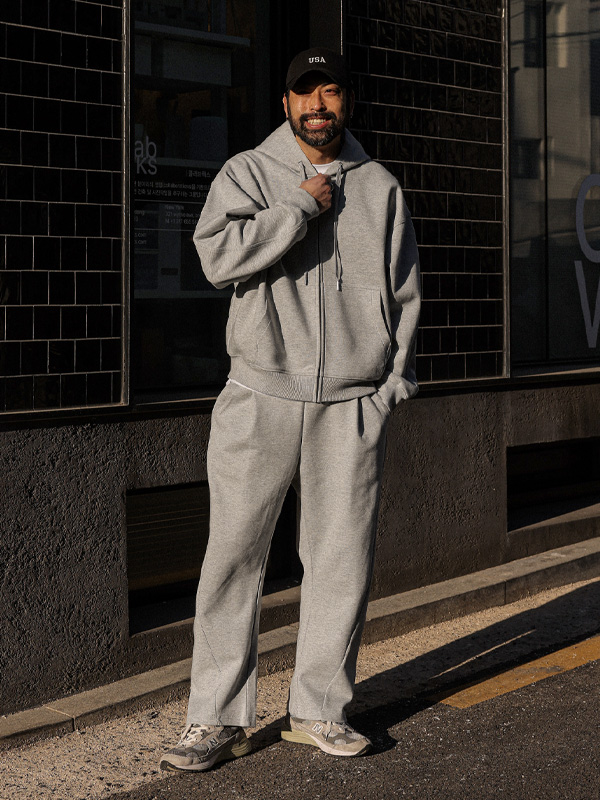 (M-6XL)<br>쿱사 Incision Hoodies zip up+올드루 Semi-wide fit 밴딩팬츠<br><font color=