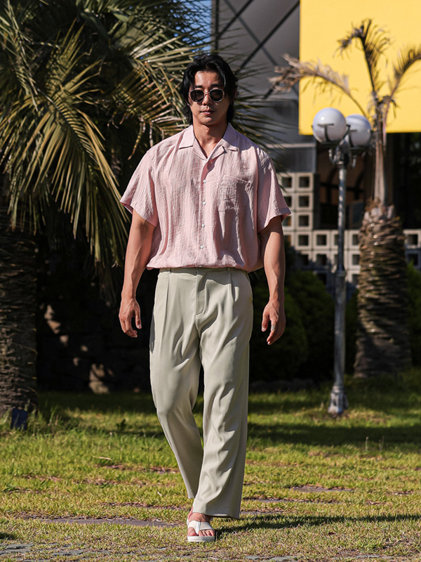 (XL-5XL)<br>지로타 Open Collar short-sleeved shirt