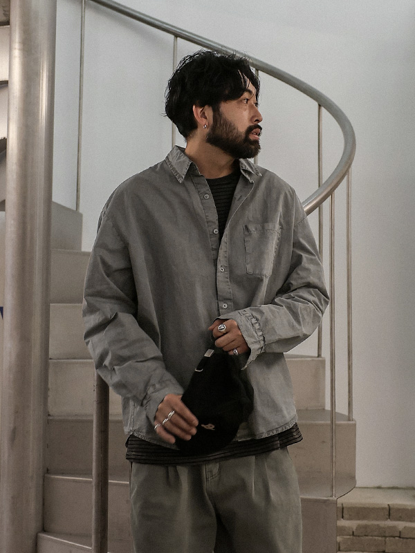 (L-5XL)<BR>오코마 pigment 포켓셔츠