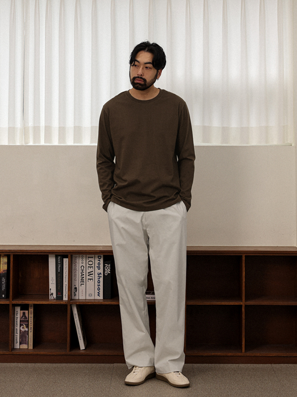 (M-5XL)<br>평화로운 R넥 a long-sleeved t-shirt <br><font color="#098a09"><B>Select length (Basic,Long+6cm)</B></font>