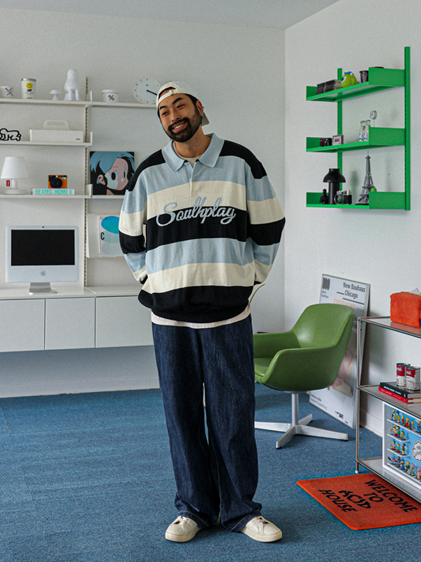 (XL-4XL)<BR>둠카 Stripe 카라니트