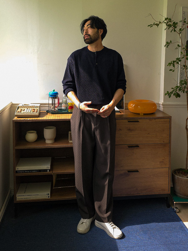 카푸아스 Henley neck a long-sleeved t-shirt