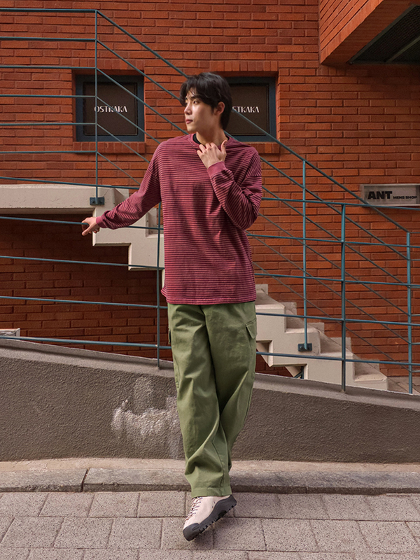 (XL-5XL)<BR>두다슈 pigment stripe a long-sleeved t-shirt